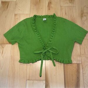 Green Ruffled Knit Top